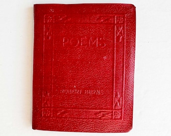 Vintage rote kleine lederne Bibliothekbuch - Gedichte und Lieder von Robert Burns