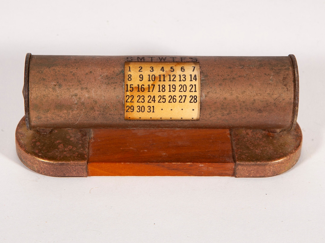 Unusual Vintage Perpetual Desk Calendar Park Sherman Wood Etsy