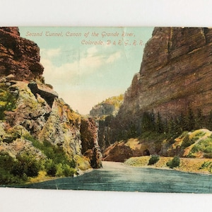 LIVRAISON GRATUITE : véritable carte postale antique vintage 1912 du deuxième tunnel, Canon de la Grande River, Colorado