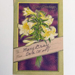 SPEDIZIONE GRATUITA: Autentica cartolina di Pasqua antica d'epoca - Biglietto "Auguri di Pasqua" - Cartolina di Natale Indiana in rilievo