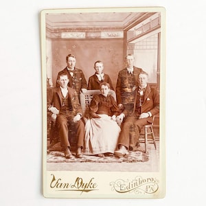 Originales antikes Kabinett-Kartenfoto einer großen Familie in Pennsylvania - Eltern und 4 Söhne