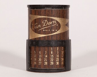 Unusual Vintage Cylindrical Perpetual Calendar Pencil Holder - MidCentury Office/Desk Accessory