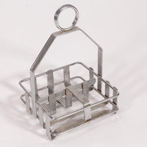 Porte-cartes/bibelots/condiments vintage en métal argenté vintage