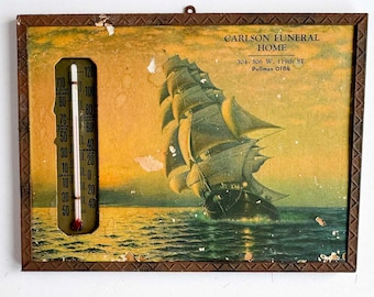 Vintage Wand Thermometer mit Segelschiff