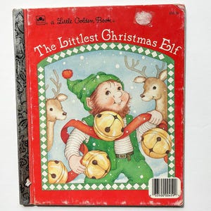 Vintage &quot;The Littlest Christmas Elf&quot; - 1987 Little Golden Book - Children&#39;s Christmas Book