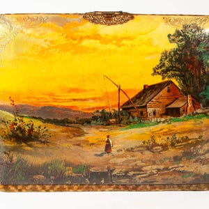 Antique Vintage Celluloid Victorian Photograph Album - Coming Home at Sunset