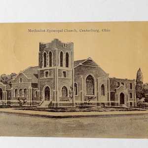 KOSTENLOSER VERSAND: Antike 1911 Weinlese-Methodist Episkopalkirche, Centerburg, Ohio Postkarte