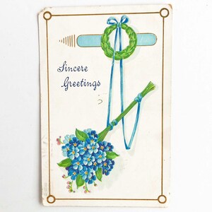 GRATIS VERZENDING: echte vintage ansichtkaart met 'Sincere Greetings' reliëf 1903