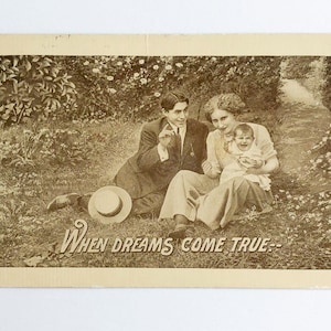 Antike Vintage Postkarte - 'When Dreams Come True' - 1911 Sepia-farbene Postkarte