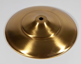 Tapa de jarrón vintage grande de metal cepillado de latón - 15 cm de diámetro - Pieza de lámpara