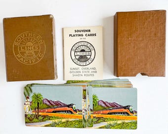 Carte da gioco vintage Southern Pacific Train in scatola