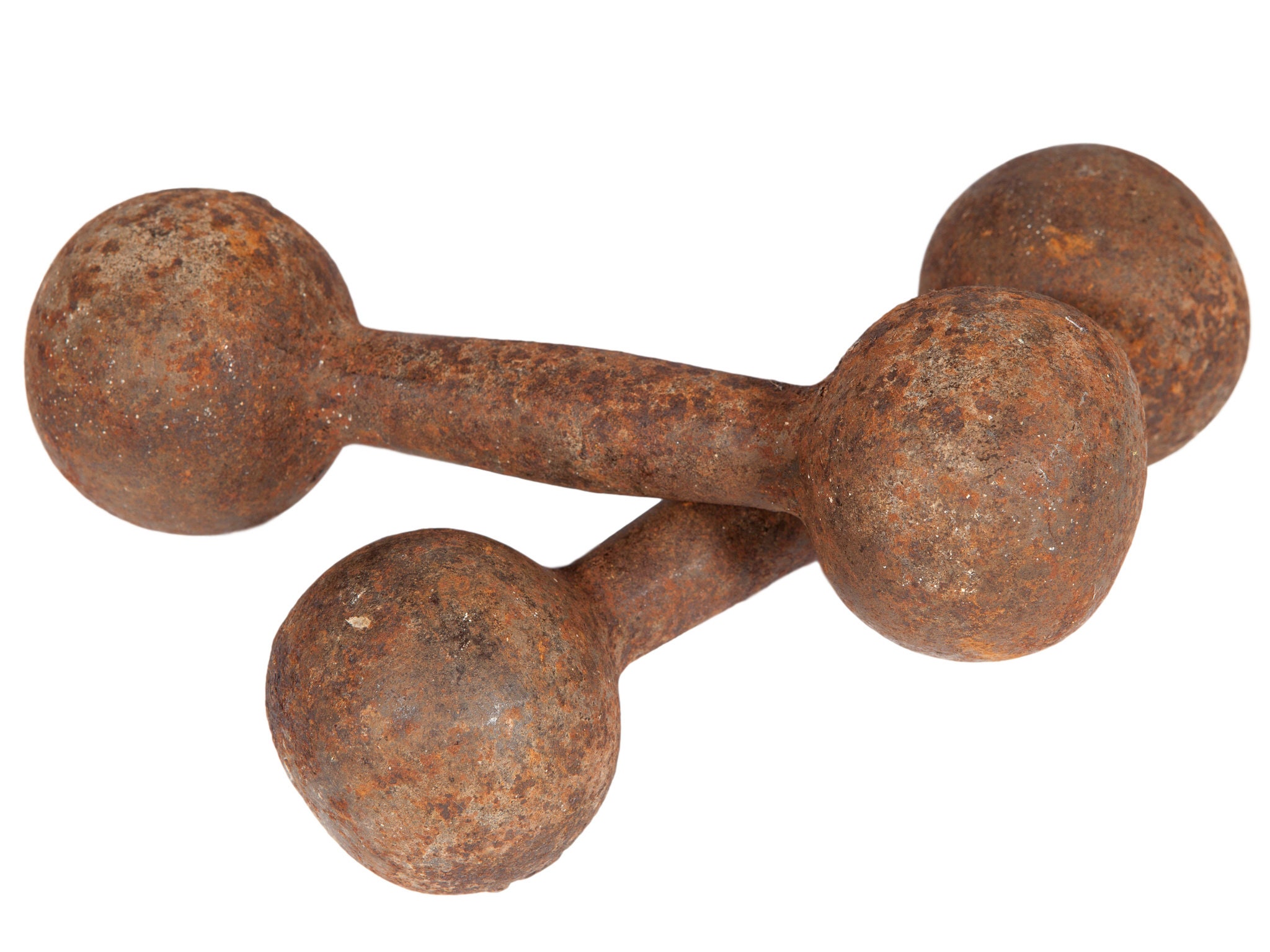 Vintage Cast Iron Dumbbells Antique 5 Lb. Handweights Set of 2 Two