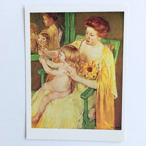 FRETE GRÁTIS: Cartão postal de arte vintage real de Mary Cassatt "Mãe e filho" - Cartão de lembrança da National Gallery of Art