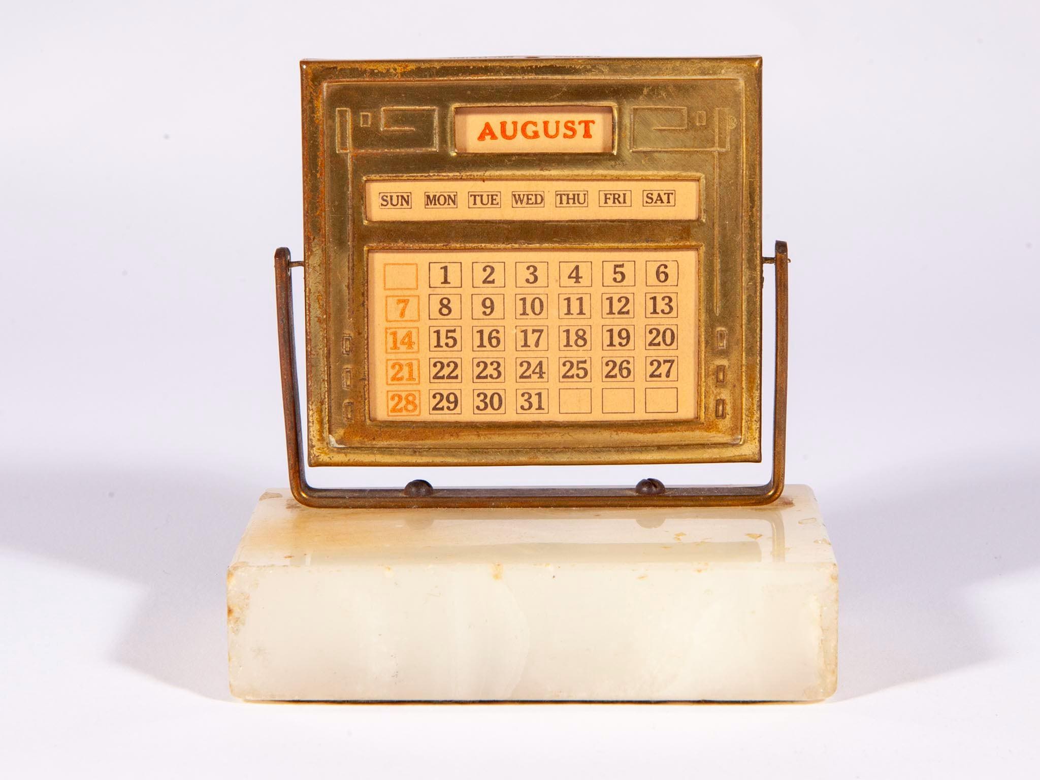 ヴィンテージ ブラス製 パーペチュアル デスクトップカレンダー Vintage Art Deco Perpetual Calendar - Diamond Point Brass Metal
