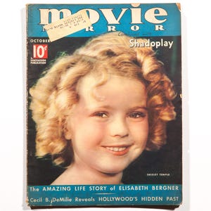 Rare Vintage &quot;Movie Mirror/Shadoplay&quot; Magazine with Shirley Temple on Cover - October, 1935