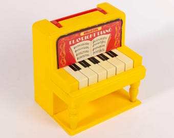 ヴィンテージおもちゃのピアノ - 脚付きブルー塗装木製 - 8つの鍵盤