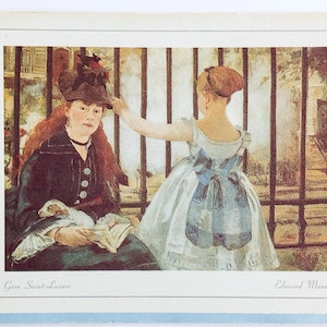 GRATIS VERZENDING: Vintage notitiekaart - "Gare Saint-Lazare" van Edouard Manet - blanco opvouwbare kaart