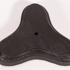 Vintage Painted Black Wood Lamp Base - Unusual Triangular Shape - Holes Drilled in Center and Side for Wiring