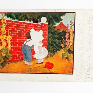 SPEDIZIONE GRATUITA: Cartolina illustrata d'epoca del 1910 - Due dolci bambini che si baciano - Copyright e titolo "Gli amanti"