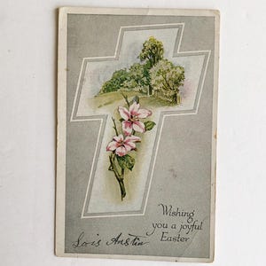 SPEDIZIONE GRATUITA: Autentica cartolina d'epoca antica di Pasqua - "Ti auguro una gioiosa Pasqua"