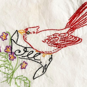 ENVÍO GRATIS: Bloque de edredón vintage del estado de Illinois con pájaro y flor del estado: cardenal y violeta