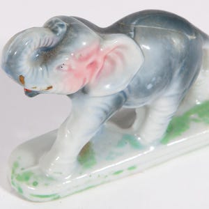 Vintage Small Ceramic Elephant Figurine - Made in Japan Hand Painted Animal Figure