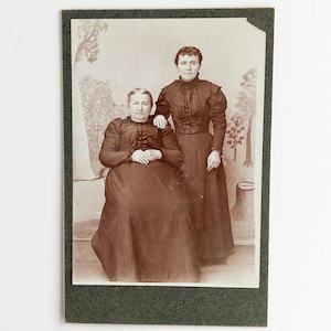 GRATIS VERZENDING: echte antieke vintage kastfoto van moeder en dochter