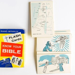 Vintage "Know Your Bibel" Bildkarten - 1960s Rand McNally Set in Original Box