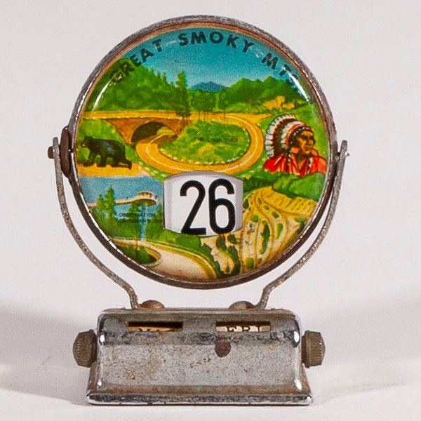Vintage Flip Perpetual Calendar - Working Desk Accessory with Great Smoky Mountains Graphics