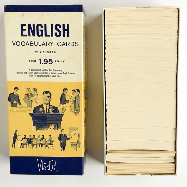 Vintage Flash Cards in Original Box - 1000 English Vocabulary Cards - Homeschool Learning Tool