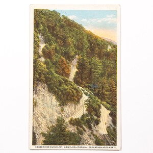 GRATIS VERZENDING: Werkelijke Vintage California Colorized Photo Postcard - Horse Shoe Curve, Mt. Lowe, Californië