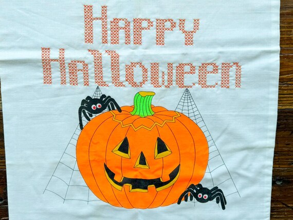 Vintage Happy Halloween Hand Stitched Large Treat Bag / Banner / Pillowcase View 2