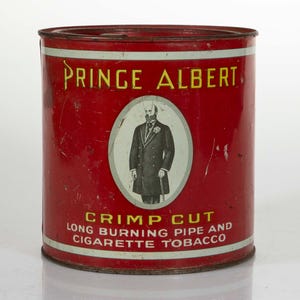Boîte à tabac Prince Albert vintage - Grande boîte ronde avec couvercle à clip