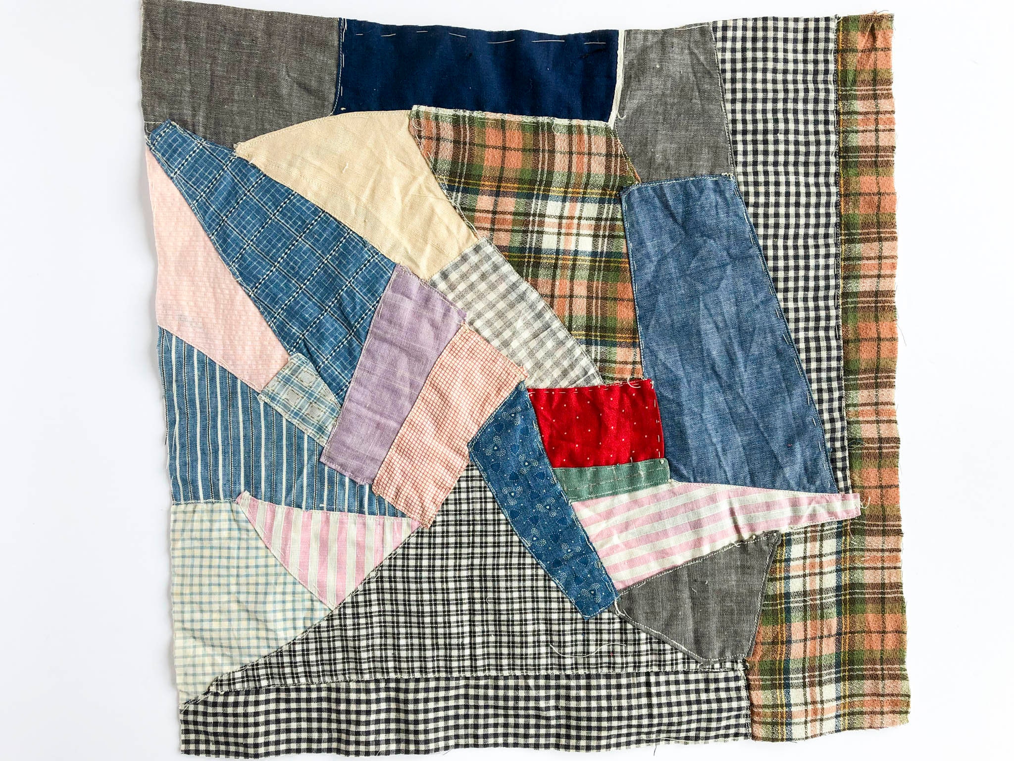 アンティーク 中綿入手縫い超大判 フィードサック パッチワークキルト