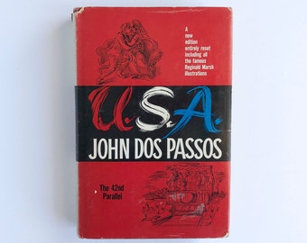 Vintage "U.S.A - The 42nd Breite" von John Dos Passos - 1960 Hardcover Edition mit Schutzumschlag