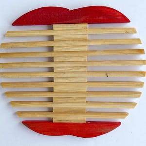 Vintage Apple Shaped Wood Trivet - Kitchen Counter Hot Pad