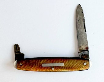 Vintage Pocket Knife - Bakelite/Celluloid/Early Plastic with Metal Inlay
