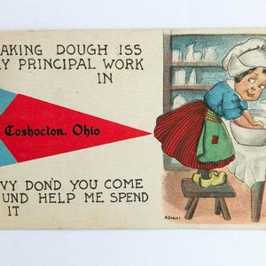 Antike Vintage Humorvolle Heimatstadt Postkarte - Coshocton, Ohio Postkarte - 1913 Comic-Postkarte