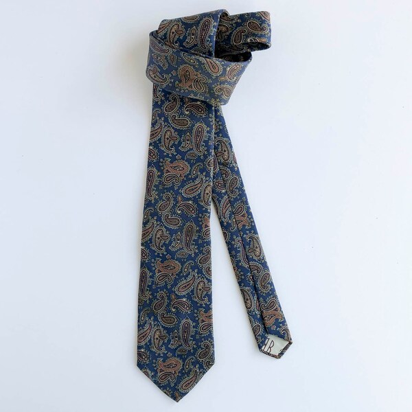 Vintage Men's Silk Neck Tie - Bill Blass for John Wanamaker - 1980s Fashion - Classic Paisley Neckties