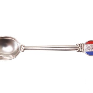 Vintage Silver & Enamel Spoon - Nederland with Dragon Enamel Souvenir Demitasse Spoon - Collectible Spoon