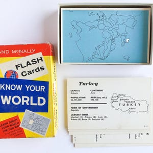Vintage "Know Your World"-flashkaarten - 1960 Complete Rand McNally-set in originele doos