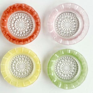 Vintage Coaster Set - Pastel 4 Different Colored Glass Small Dishes