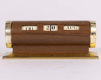 Calendrier perpétuel cylindrique vintage - Fonctionne parfaitement - Décoration de bureau rétro style années 50