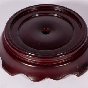 Vintage Wood-like Lamp Base - Round Dark Footed Lamp Base - Sculpture Stand - Center Drilled Hole