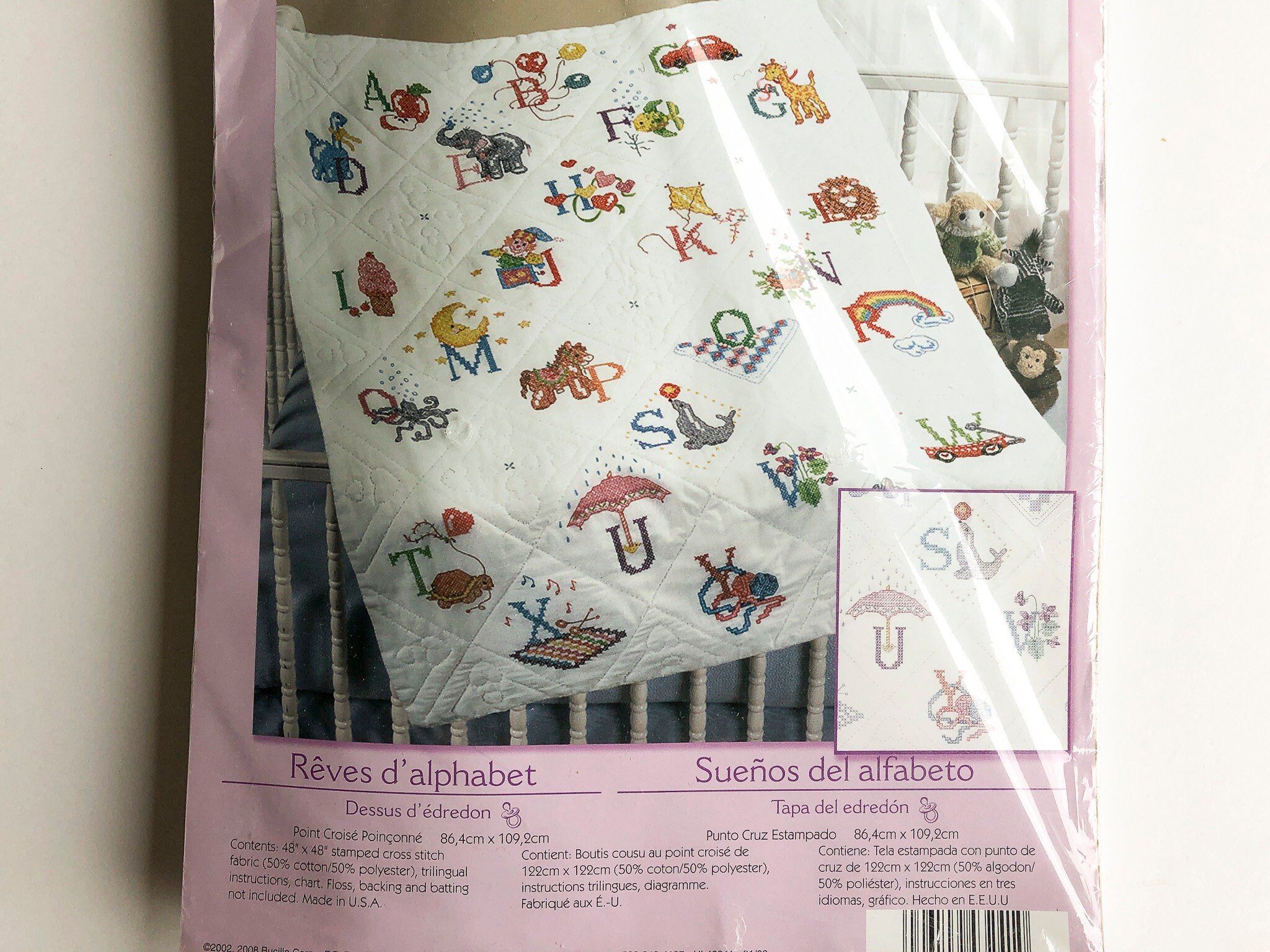 Vintage Stamped Cross Stitch Baby Quilt Top Kit Bucilla Etsy