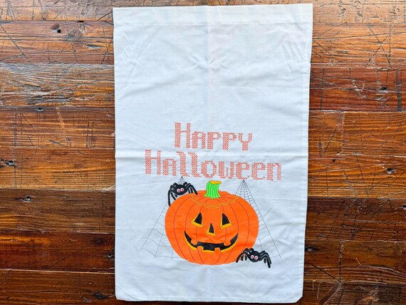 Vintage Happy Halloween Hand Stitched Large Treat Bag / Banner / Pillowcase