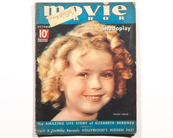 Seltenes Vintage-Magazin „Movie Mirror/Shadoplay“ mit Shirley Temple auf dem Cover – Oktober 1935