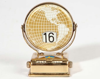 Vintage midcentury wereldkaart flip kalender – Bryce Canyon embleem bureauaccessoire