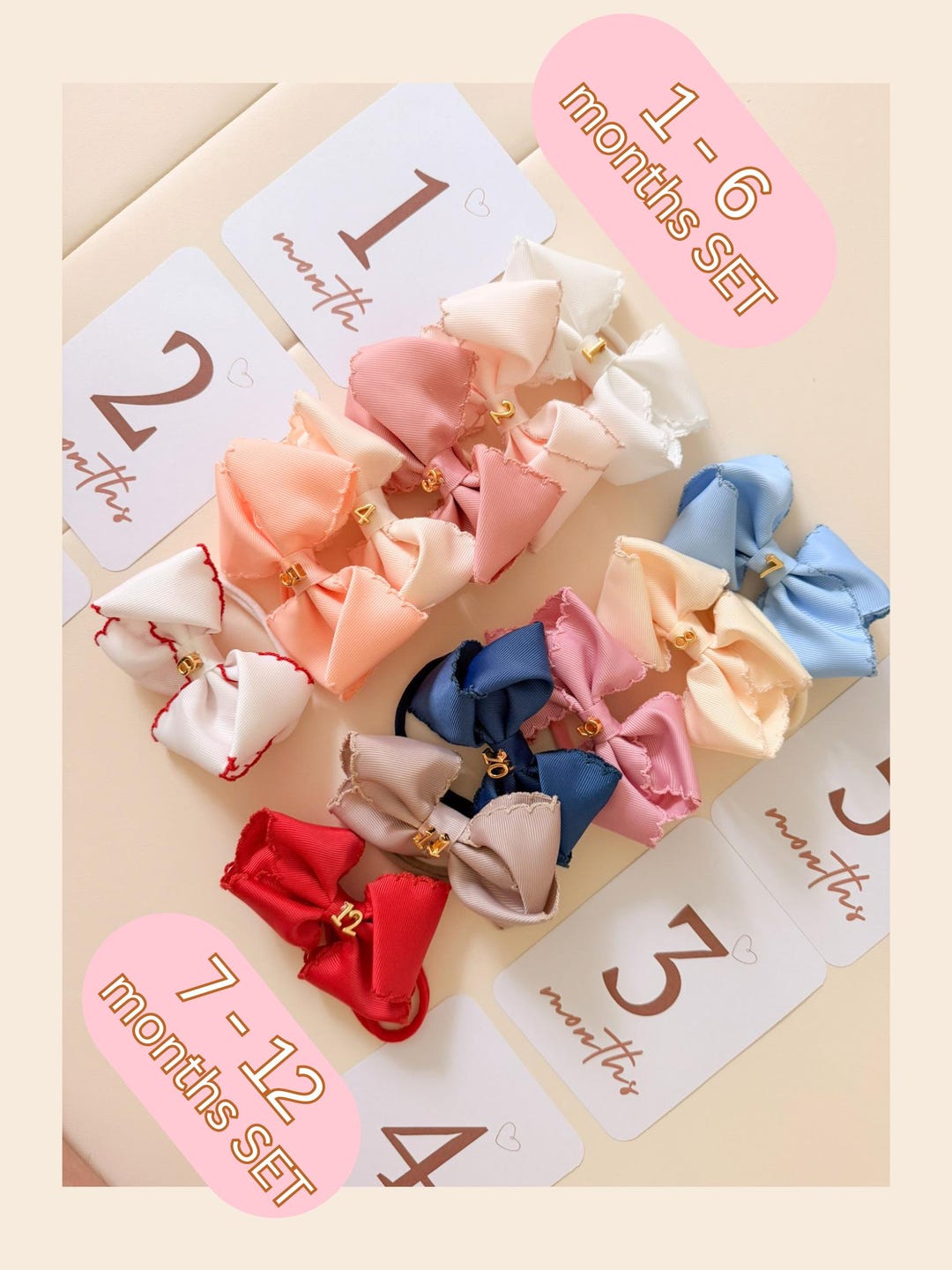 Confetti Milestone Baby Girl Bow Set, Milestone Cards + 12 QR Code ...