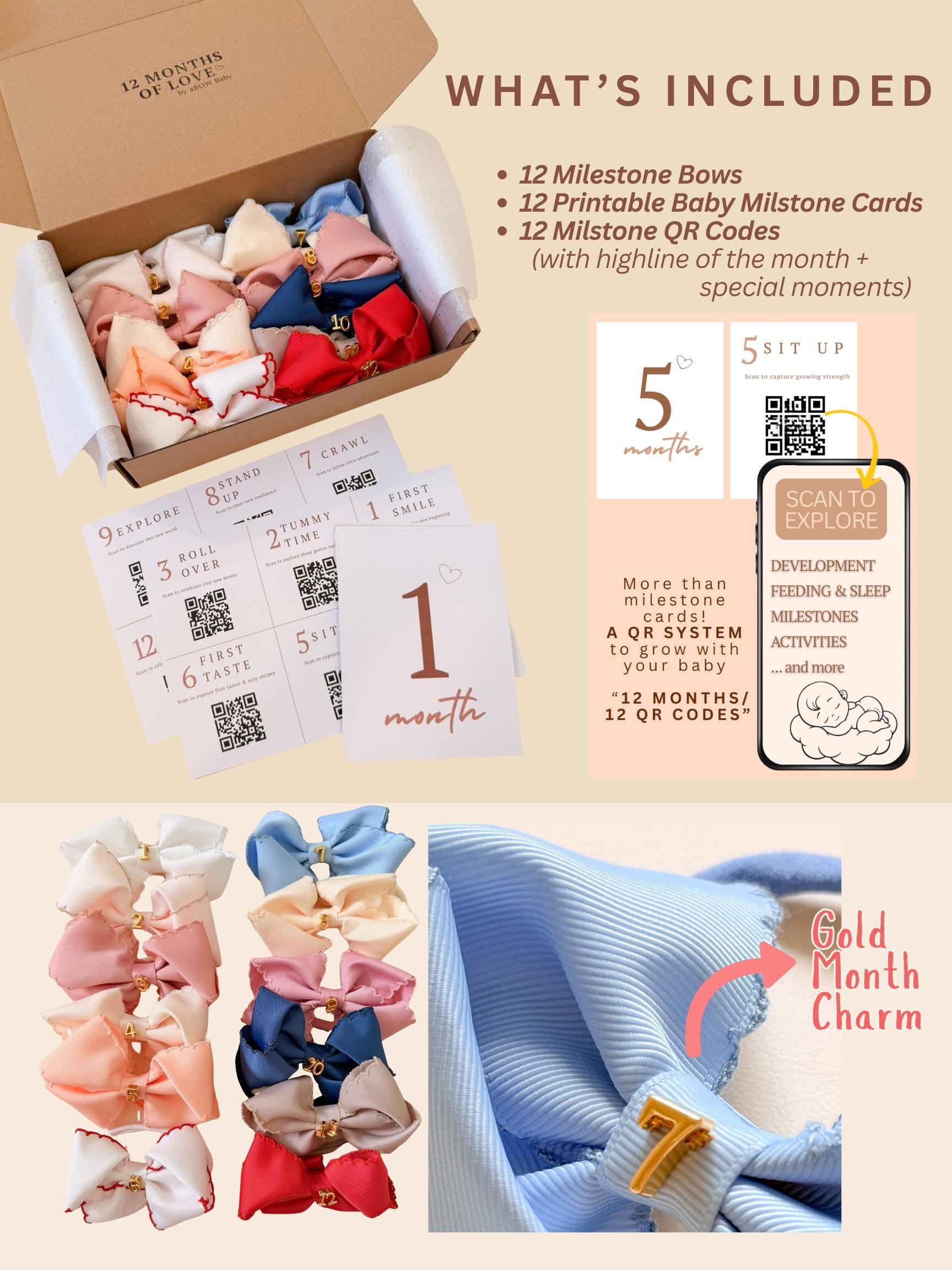 Thoughtful Baby Shower Gift | Confetti Milestone Baby Girl Bow Set ...